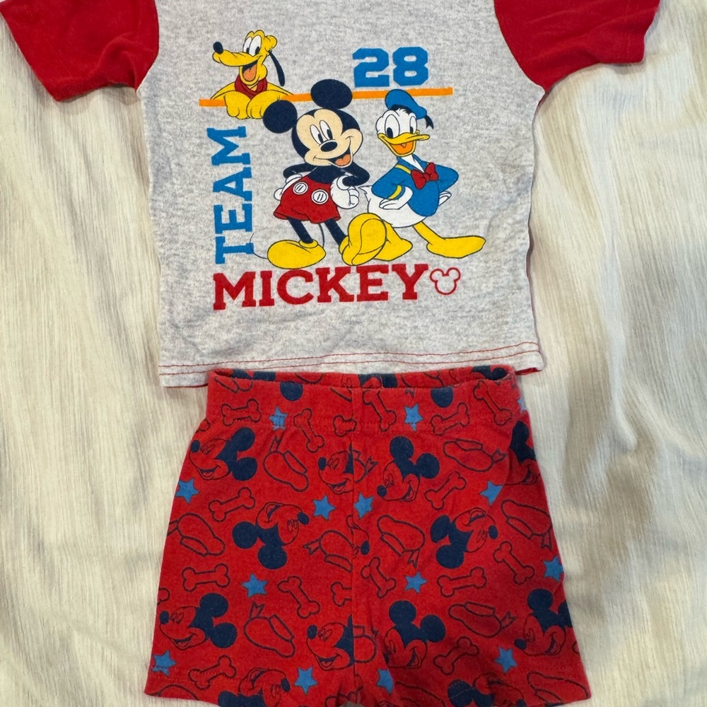 Disney Red and Gray Mickey Mouse Pajama Set